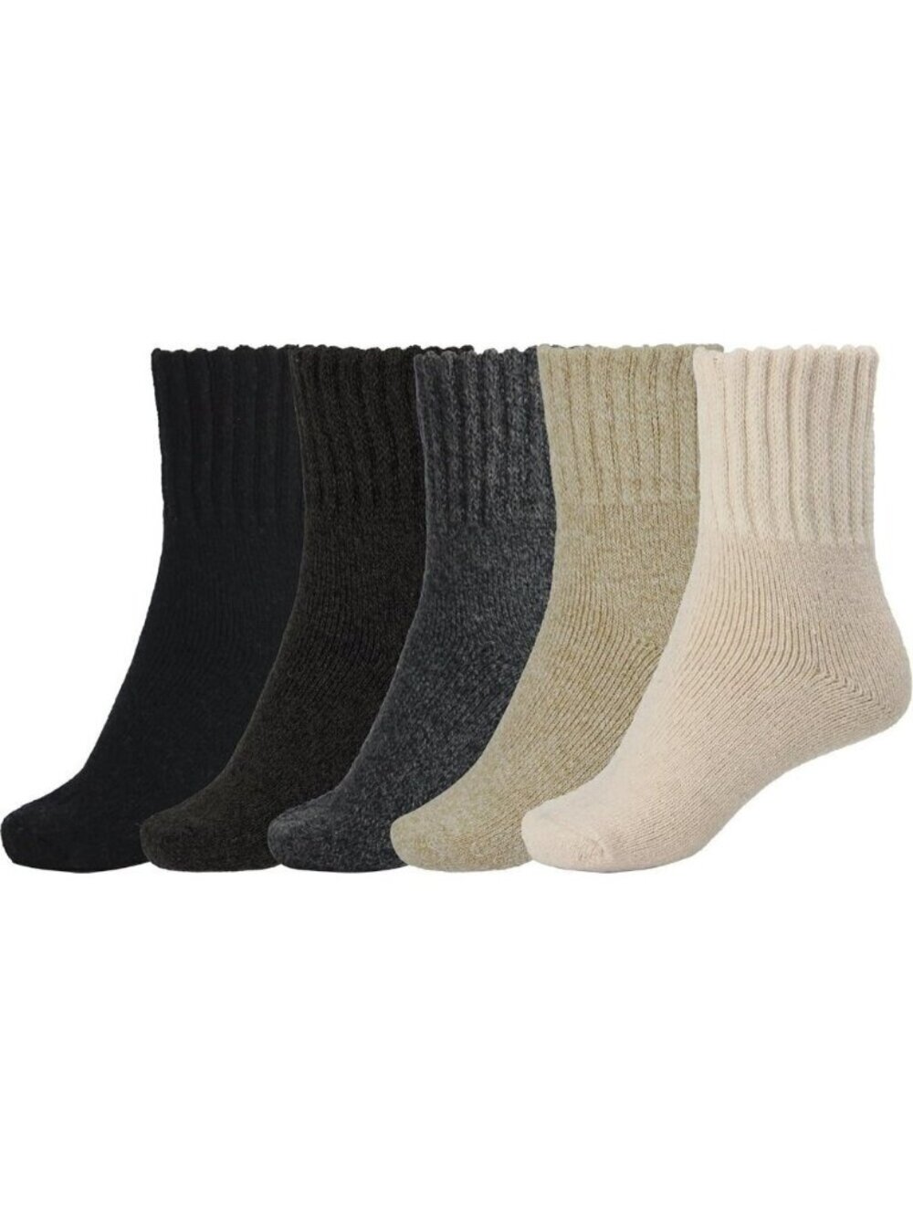 BenSorts Women 5 Packs Black Gray White Polyester Winter Thick Warm Boots Socks